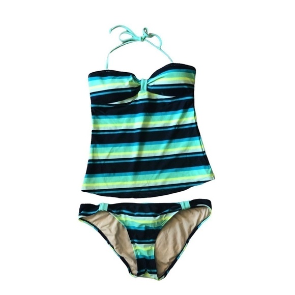 Gap Two Piece Tankini Striped Print Swimsuit Small - Picture 1 of 7